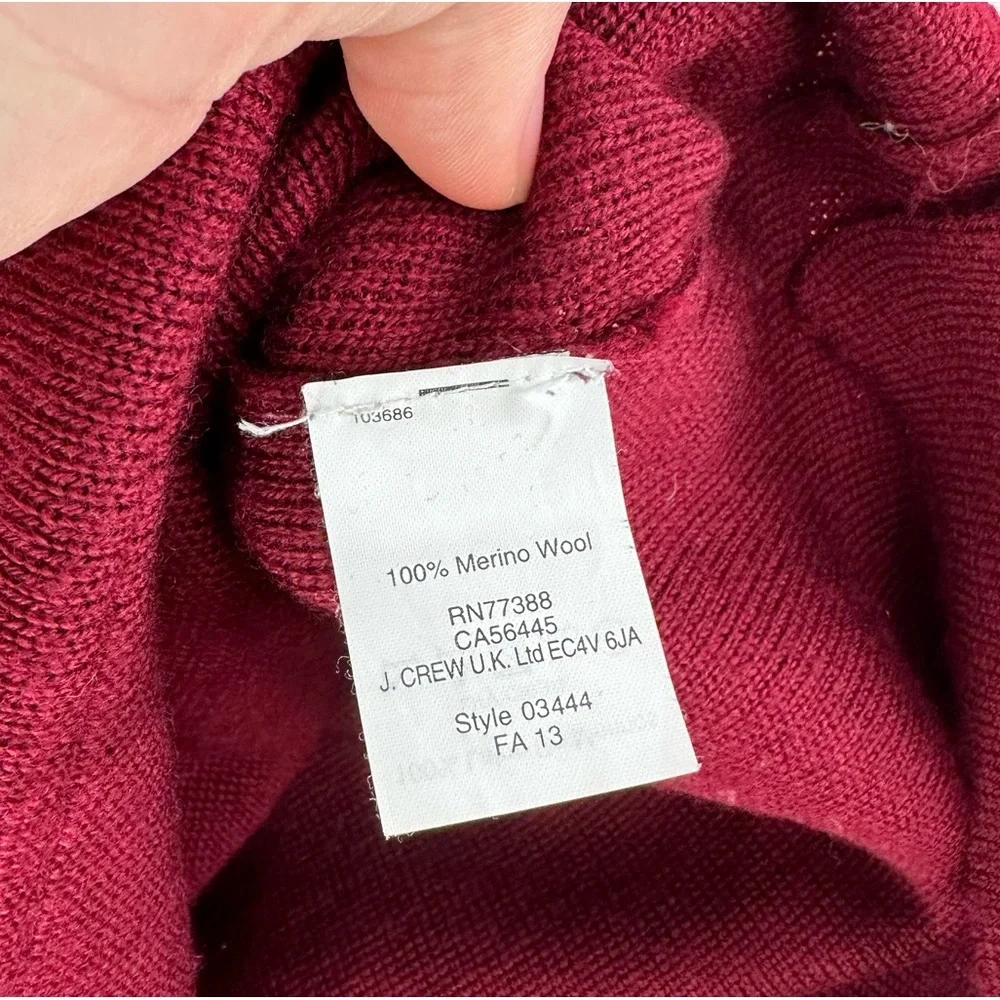 J.Crew Dark Red 100% Merino Wool Front Pockets Sweater XS